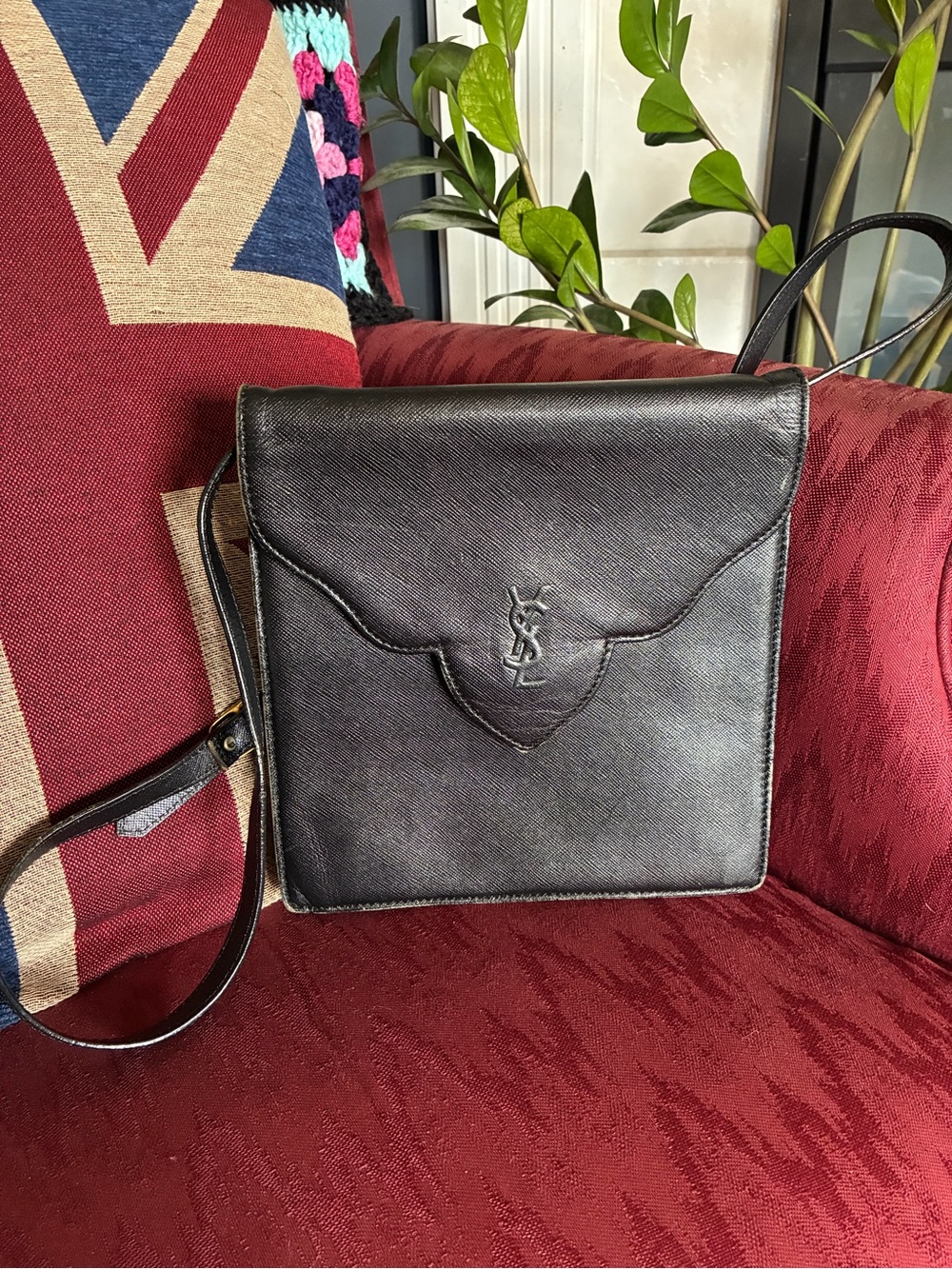 Yves Saint Laurent YSL Black Leather Square Shoulder Bag